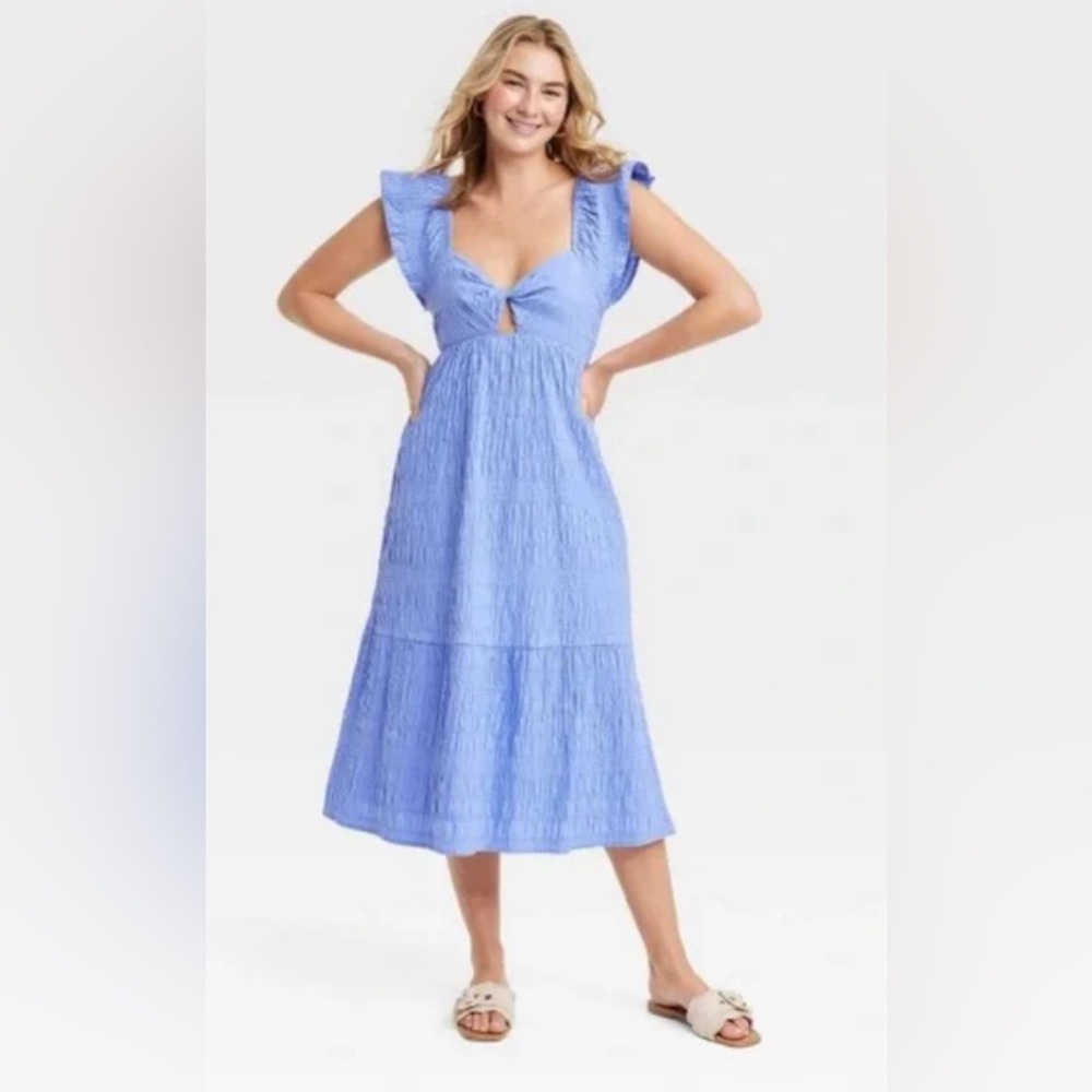 Flutter Sleeve Midi A-Line Dress
